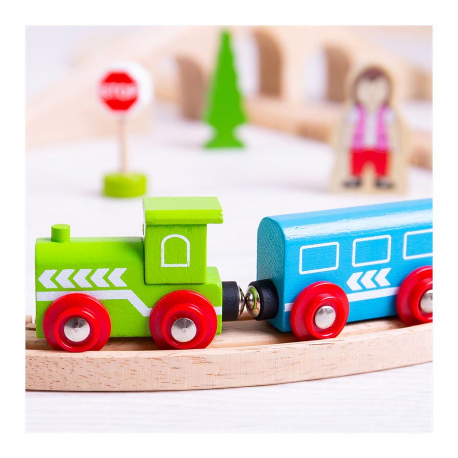 Vía de tren de madera Bigjigs - - En forma de 8 - 26 piezas