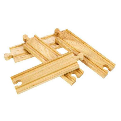 Rieles de madera Bigjigs - rectos, 4 uds.