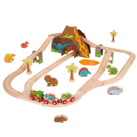 Bigjigs Wooden Dino Train Set, 49dlg.