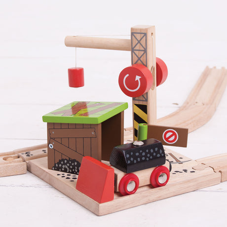 Vías de tren de madera Bigjigs - mina de carbón