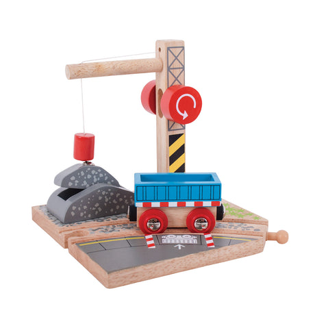 Rieles de madera Bigjigs - grúa de grava