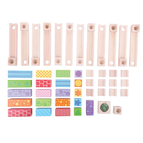 Pista de mármol de madera Bigjigs - - 53 piezas