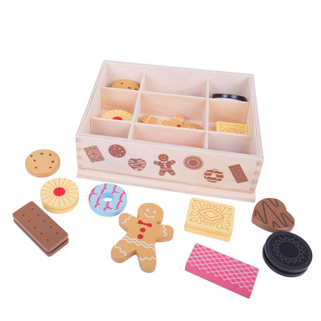 Juguetes Bigjigs - caja de madera con galletas