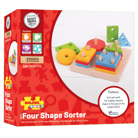 Bigjigs Toys Juego de apilar formas de madera bigjigs, 17 piezas.