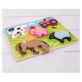 Granja de rompecabezas de madera Bigjigs, 5 piezas.