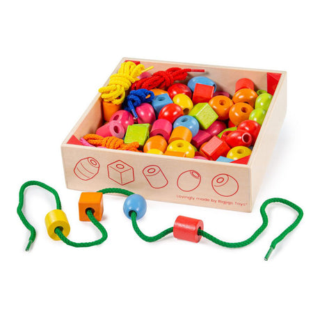 Bigjigs cuentas de madera de colores, 95 uds.