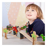 Bigjigs Rail t-rex puente levadizo vía de tren de madera - juego de aventuras