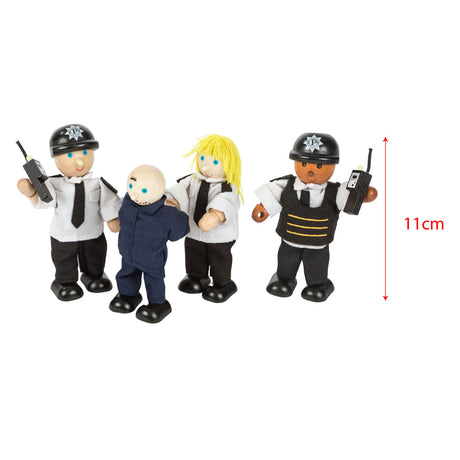 Tidlo policías y ladrones madera 11 cm negro 4 piezas
