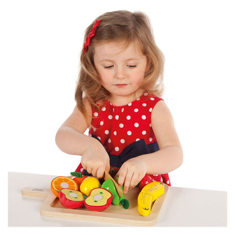 Tidlo juego de frutas para cortar frutas de madera, 16 piezas.