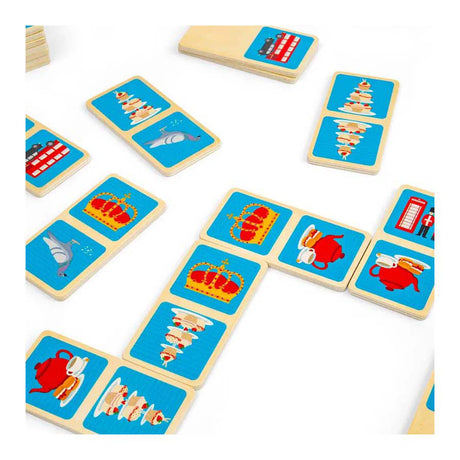 Juego de dominó Londres de madera Bigjigs, 28 piezas.