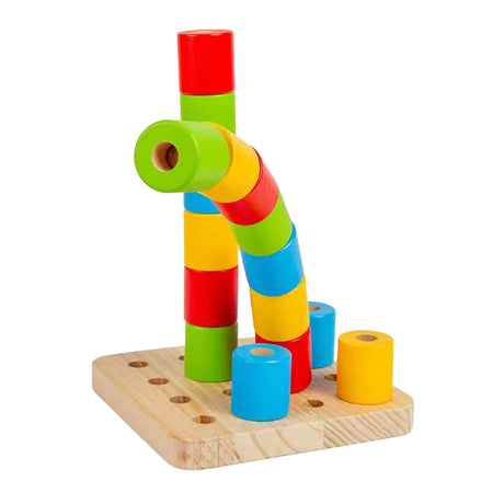 Tablero de clavijas oscilantes de madera Bigjigs, 17 piezas.