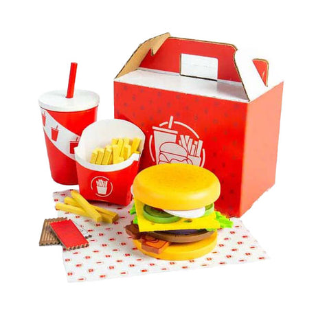 Juego de hamburguesas y patatas fritas de madera Bigjigs, 48 ​​piezas.