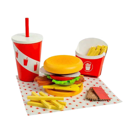 Juego de hamburguesas y patatas fritas de madera Bigjigs, 48 ​​piezas.