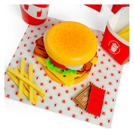 Juego de hamburguesas y patatas fritas de madera Bigjigs, 48 ​​piezas.