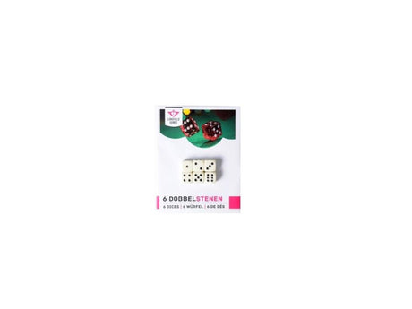 Dados Longfield 6 piezas – blanco – 16 mm – empaquetado en cartón – juego de dados para juegos de mesa y accesorios de juego – corazón de ángel