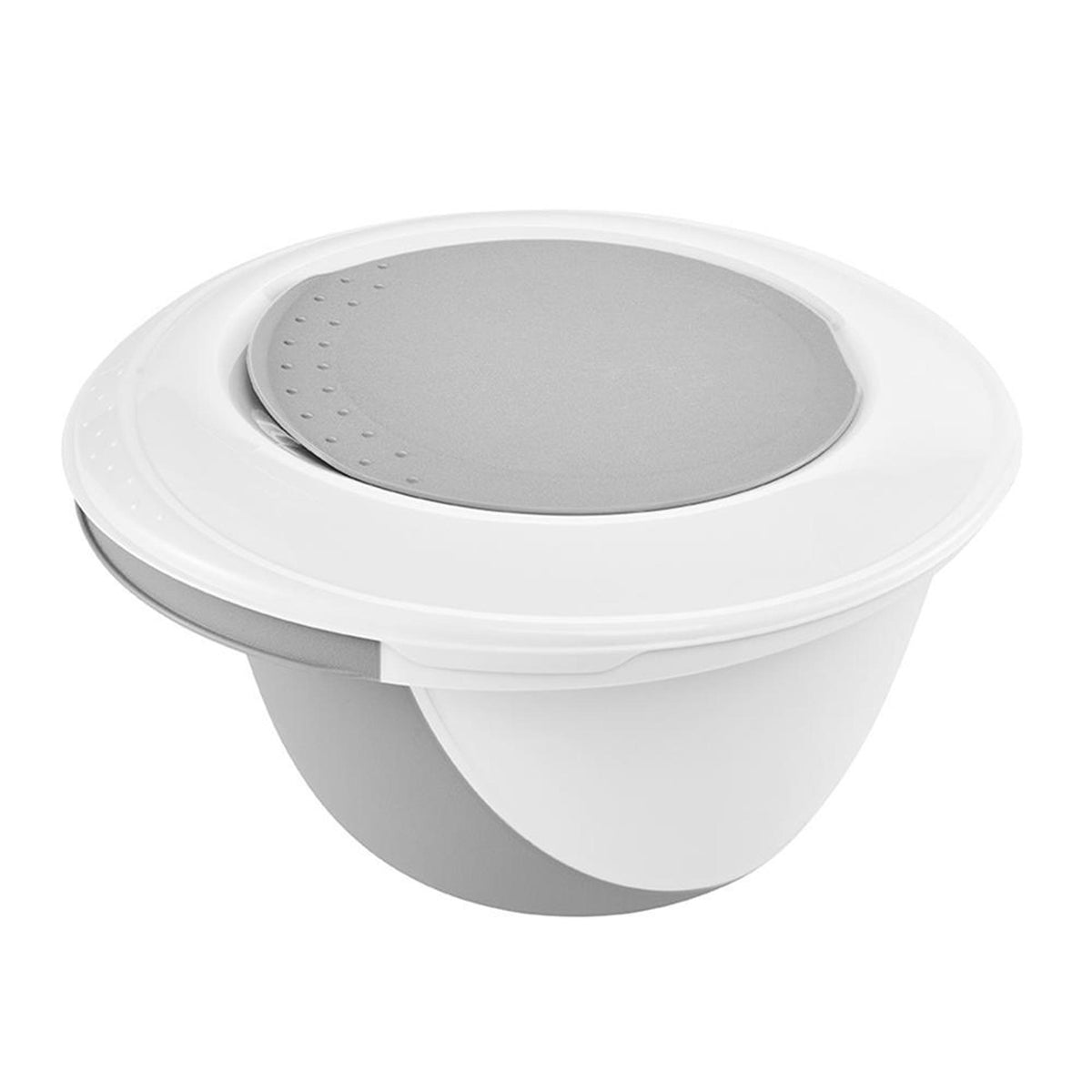 Set de bol Keeper antideslizante con tapa y espátula 1,5l + 3,5l ã˜18x14cm ã˜27x15cm gris nórdico