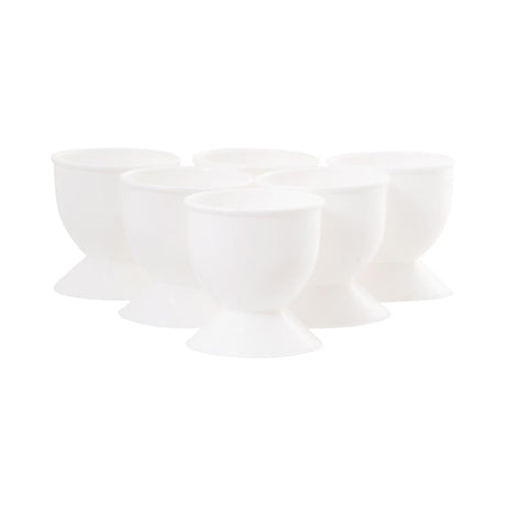 Juego de 6 hueveras de plástico blanco.