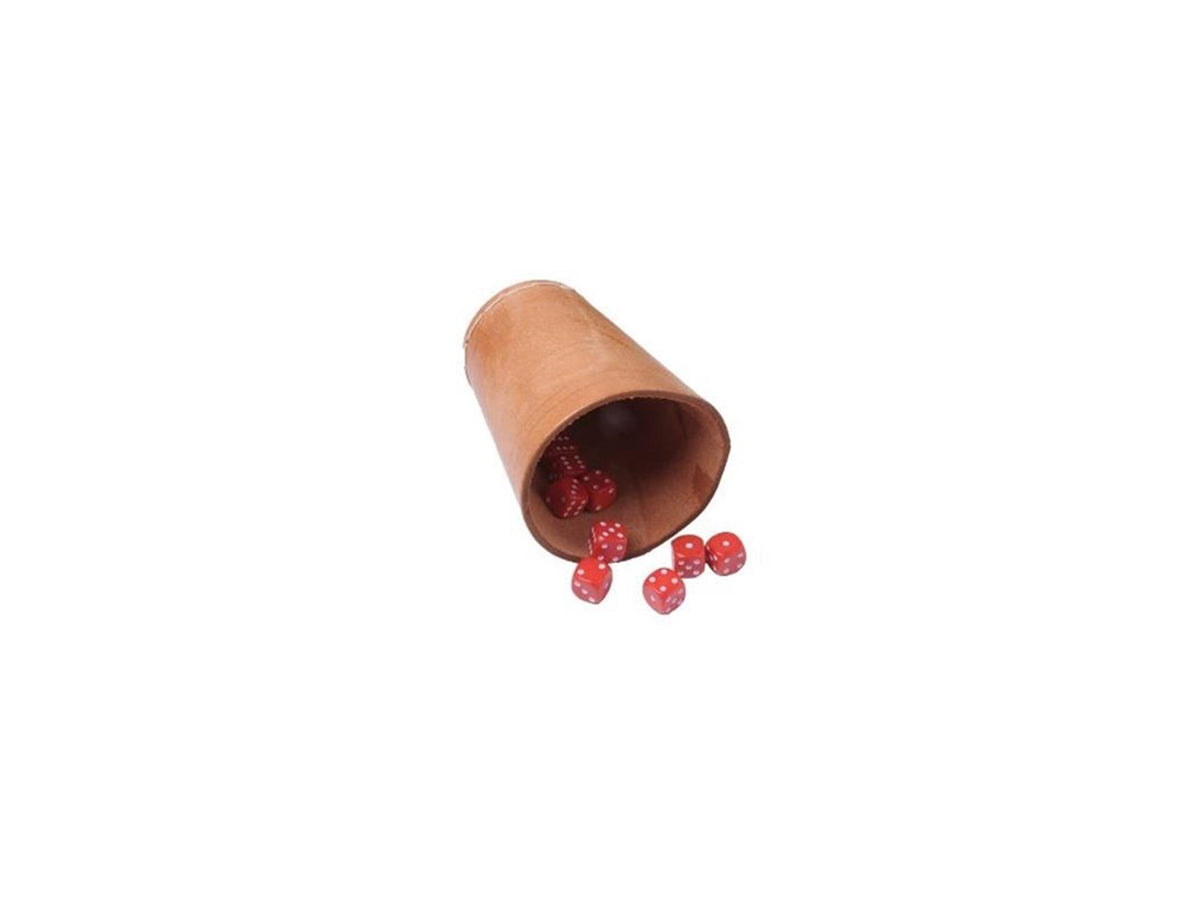 Taza de póquer Longfield de cuero natural - 10 cm de alto - diámetro 7 cm - taza de dados para juegos de póquer y dados - corazón de ángel
