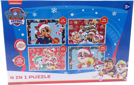 Paw Patrol Puzzle 4 en 1 Navidad - 12 a 24 piezas