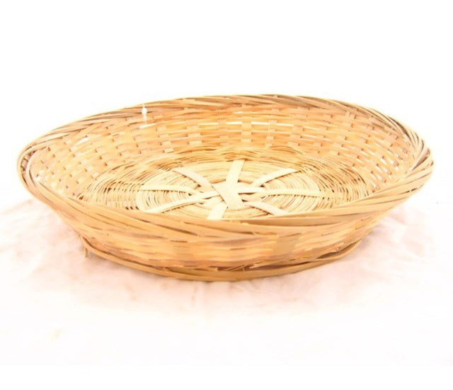 Cesta baskin bambu tejida redonda baja 25x4cm