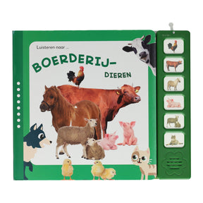 Tarjetas Mondi escucha libro de sonidos de animales de granja.
