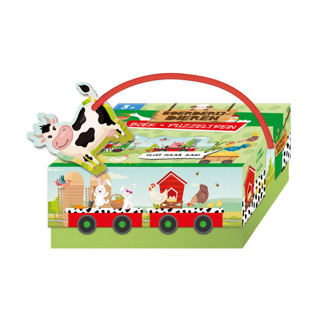 Libro animales de granja usborne + tren rompecabezas