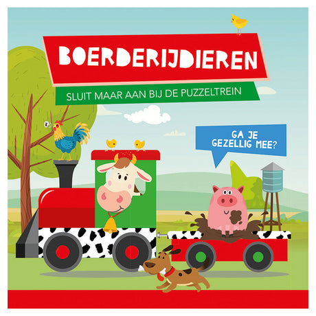 Libro animales de granja usborne + tren rompecabezas