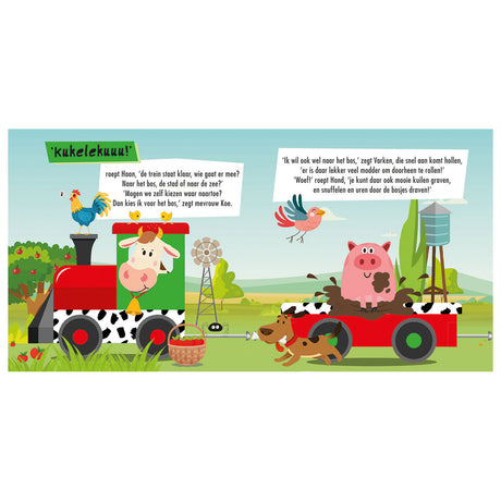 Libro animales de granja usborne + tren rompecabezas