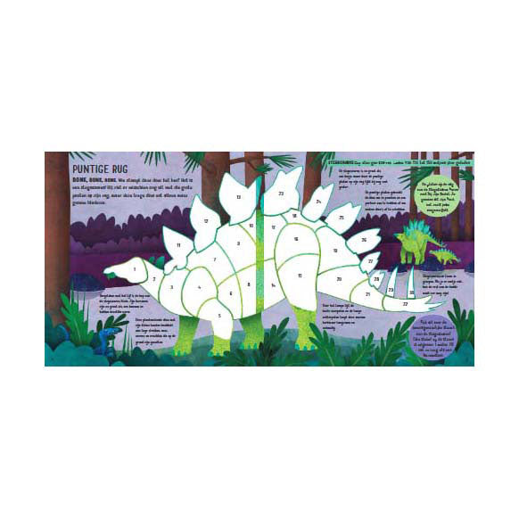 Los editores de Lantern pegan pegatinas en los números: dinosaurios