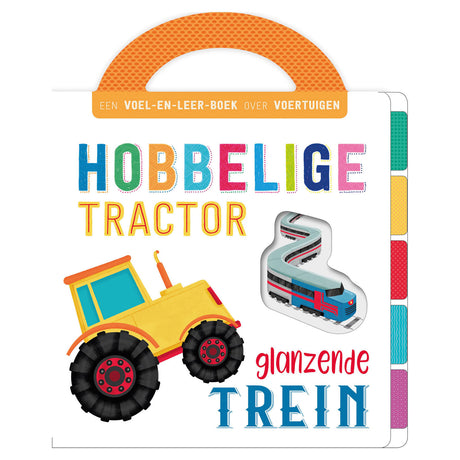 Los editores de Rebo sienten los vehículos del libro: tractor con baches, tren brillante