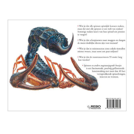 Libro de la editorial Rebo sobre arañas, criaturas aterradoras