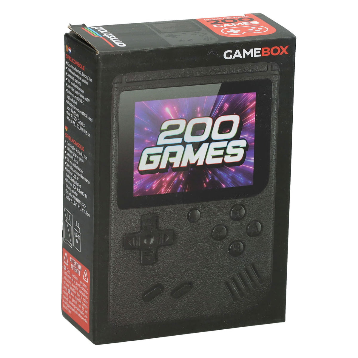 Gamebox - consola de juegos portátil con 200 juegos - negro