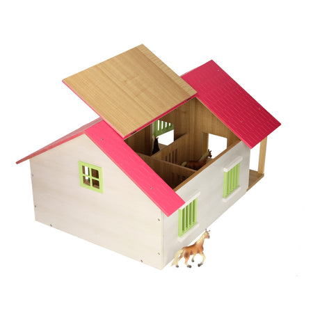 Globo terráqueo para niños con establo rosa con 2 cajas y trastero, 1:24