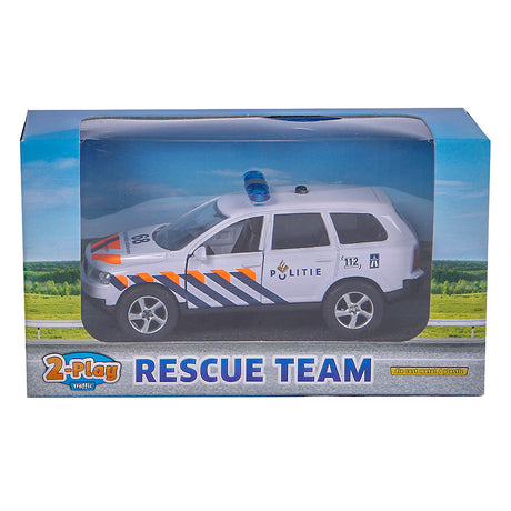 Coche de policía plegable 2 juegos con luz y sonido 11 cm blanco