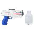Pistola de agua eléctrica Sun fun con botella de 18cm de juguete color blanco azul.