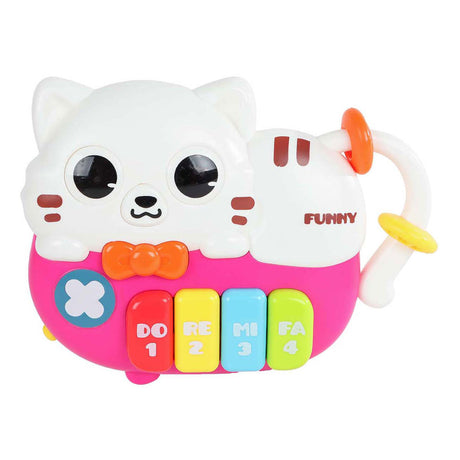 Mini club animal piano gato con luz y sonido, 15cm