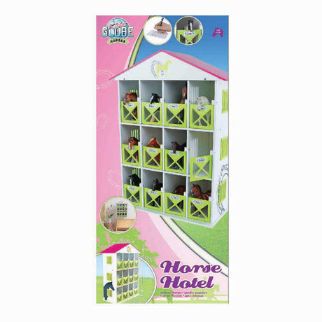 Globo terráqueo para niños con hotel para caballos con 12 cajas 1:24 19x41x53cm