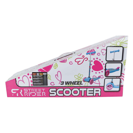 Patinete Street Rider de 3 ruedas con manillar regulable abec 7 rosa
