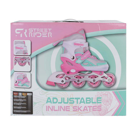 Patines en línea street rider rosa verde ajustable, talla 37-40