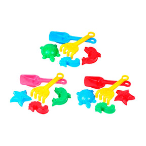 Pala Sun Fun con rastrillo y 3 moldes de arena, 22cm
