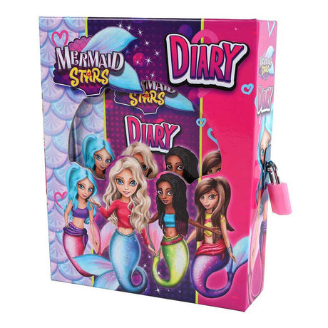 Diario de estrellas de sirena con caja de almacenamiento y candado.