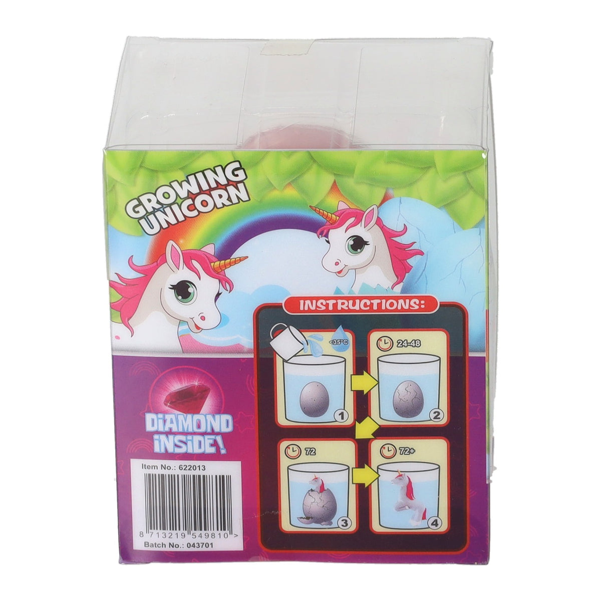 Huevo de unicornio con unicornio en crecimiento y diamante 8cm 6 surtidos