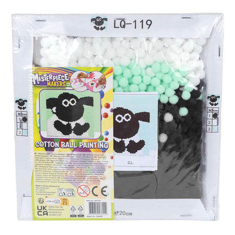 Haz tu propio cuadro con bolitas de algodón - 20x20cm