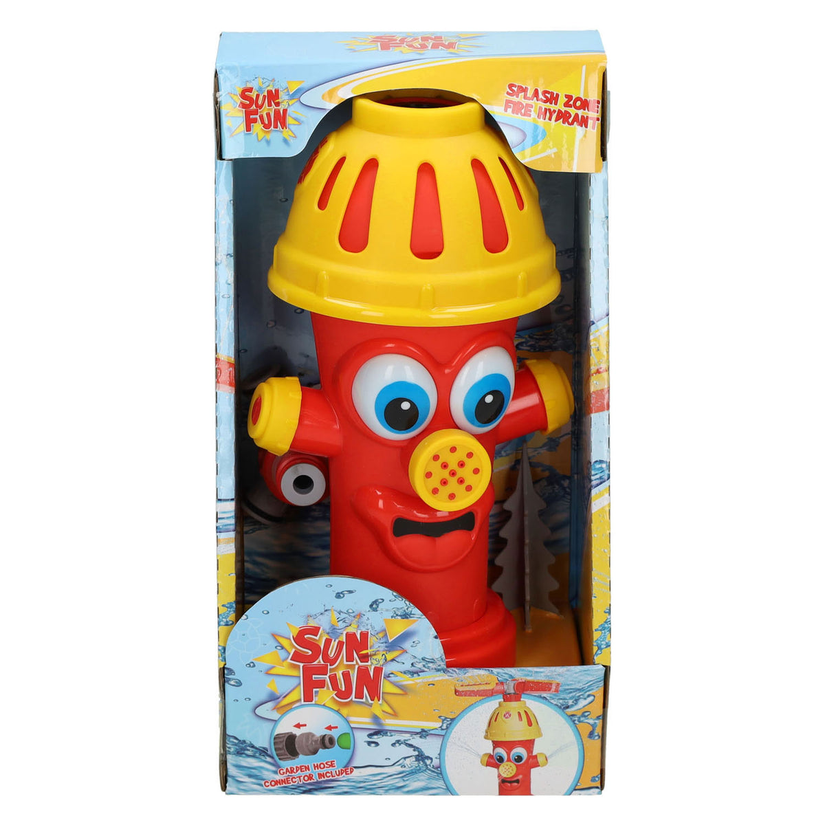 Poste de fuego con rociadores de agua divertidos del sol