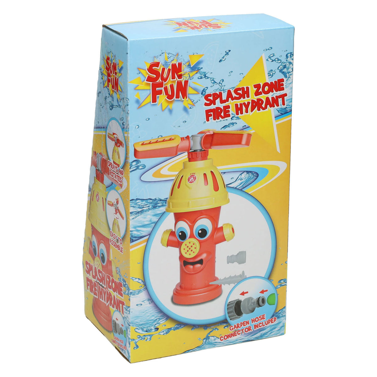 Poste de fuego con rociadores de agua divertidos del sol