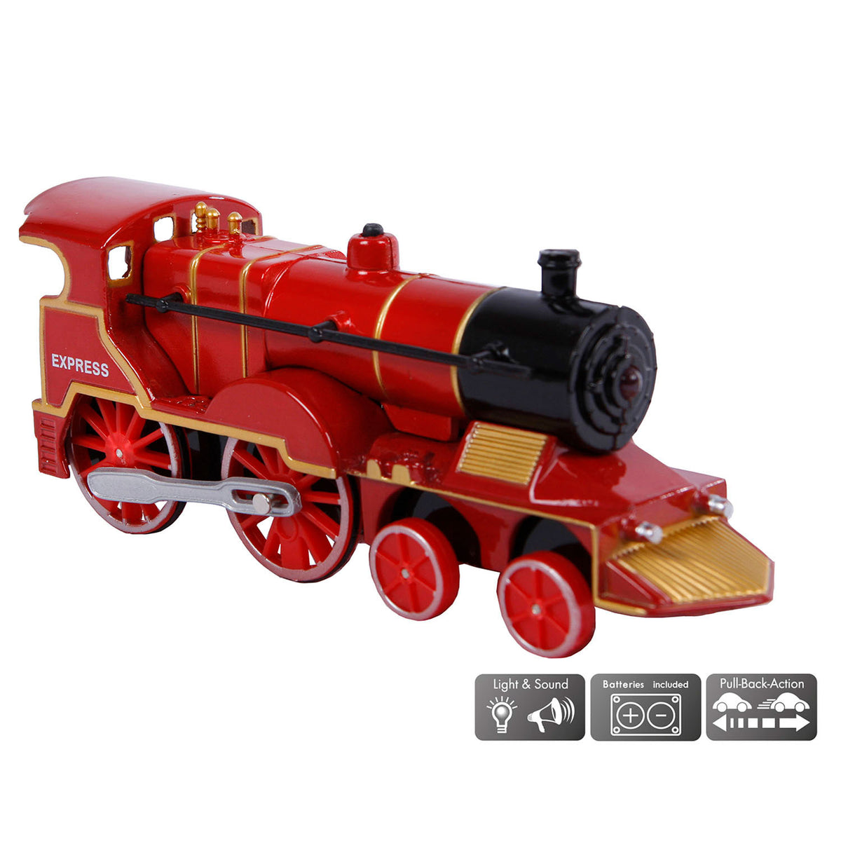 Locomotora de fundición a presión de 2 juegos con luz y sonido, 14 cm