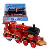 Locomotora de fundición a presión de 2 juegos con luz y sonido, 14 cm