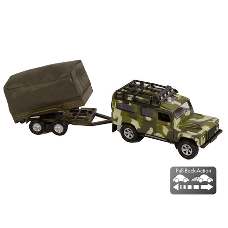 Globo terráqueo infantil land rover con remolque militar die cast pb 27cm
