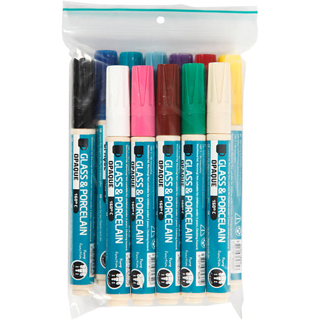 Empresa creativa https: www.cchobby.nl marcador de vidrio y porcelana espesor de línea 2-4 mm opaco varios colores 12 piezas 1 caja