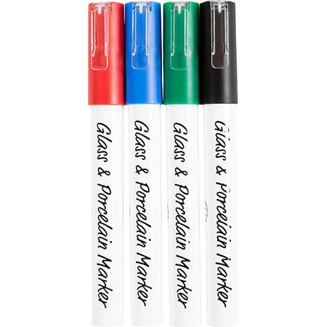 Empresa creativa https: www.cchobby.nl marcadores de vidrio-porcelana-espesor de línea-1-2-mm-semi-opaco-negro-azul-verde-rojo-4-piezas-1-caja